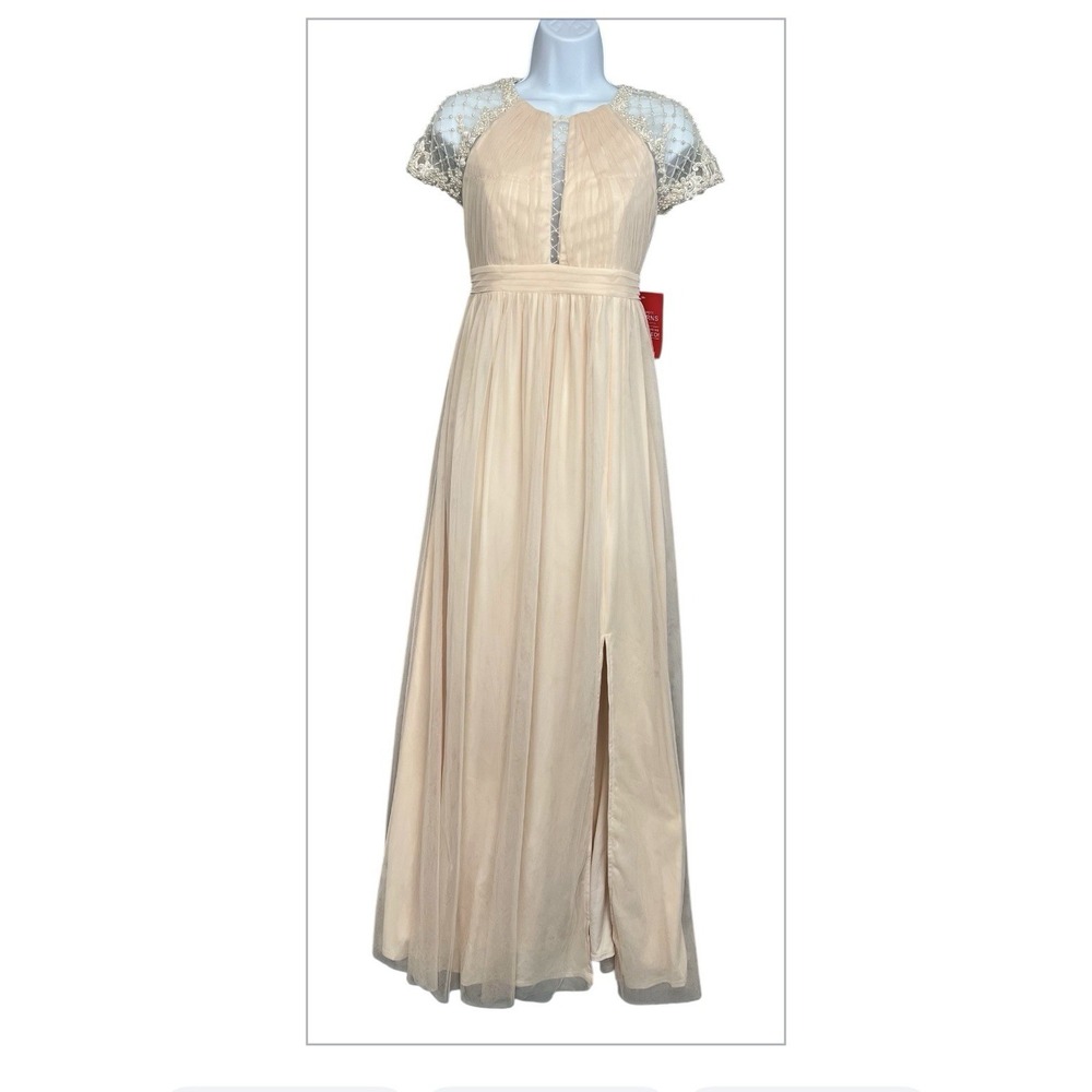 Little Mistress Size 4 Maternity Evening Maxi Dress‎ Coral Embellished Long New